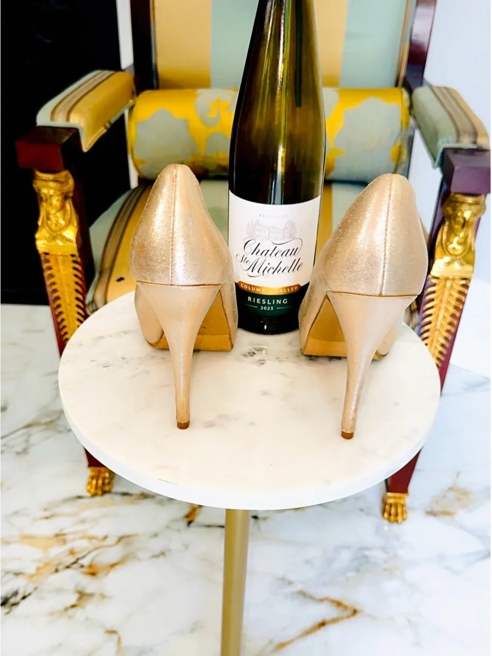CL by Laundry Metallic Gold Peep Toe Pumps